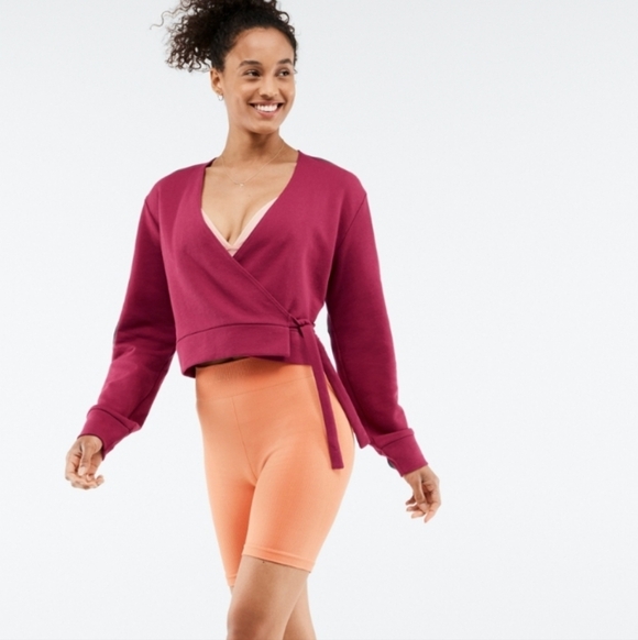 NWT Fabletics Mandy Side Tie Top, Color Cherry Burst/Fresh Apricot Size 4X - Picture 3 of 16